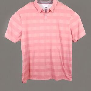 Anderson Ord Polo Shirt Mens Large Peach Check Performance Golf Athleisure
